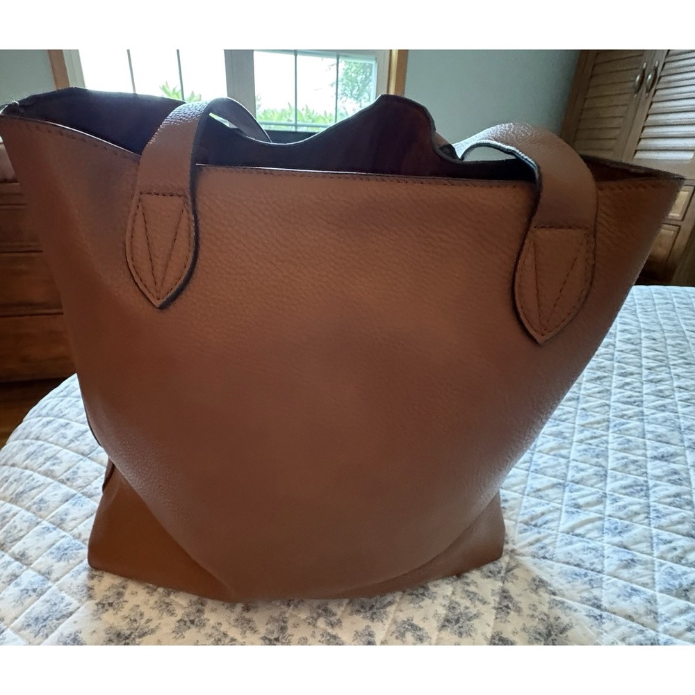 Steve Madden Vegan Leather Tote Bag Shoulder Bag Extra Pockets Chocolate Brown - Picture 3 of 5